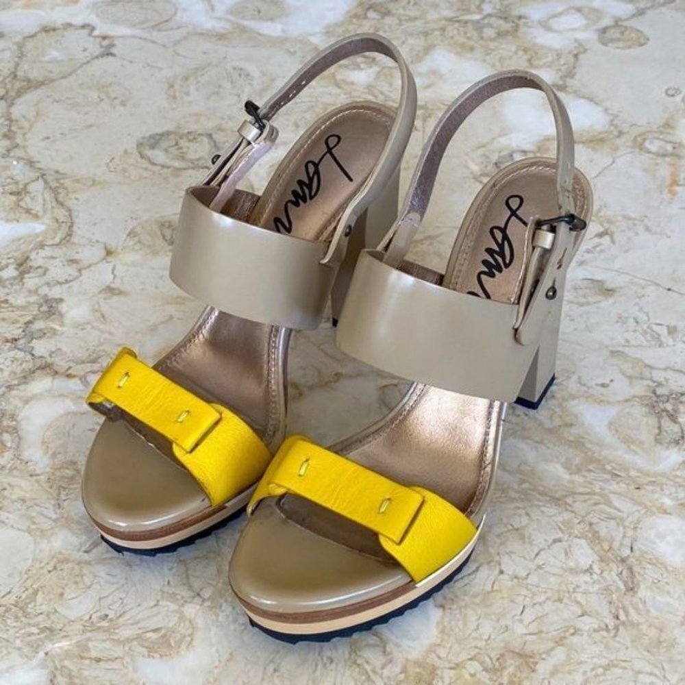 Lanvin?Platform Heeled Leather Sandals Made in Italy